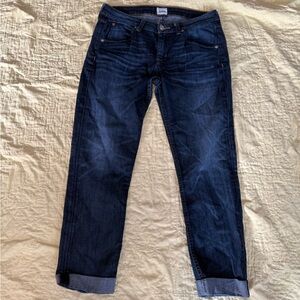 Women’s Hudson Bacara Crop Straight Cuffed Jeans Dark Blue EUC Size 29